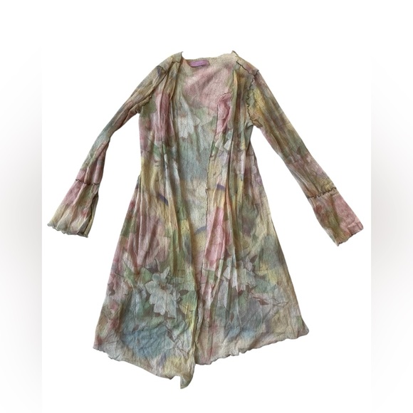 Origami Tops - VINTAGE Y2K ORIGAMI PASTEL CARDIGAN LAYERING TOP WATERCOLOR SIZE MEDIUM WOMENS